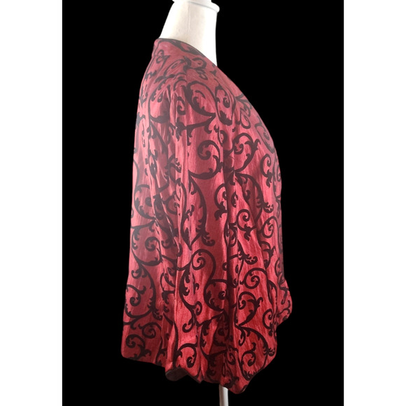 Dress Barn Black and Red Open-Front Blazer Velvety Accents 3/4 Sleeve Women's XL - Picture 3 of 6